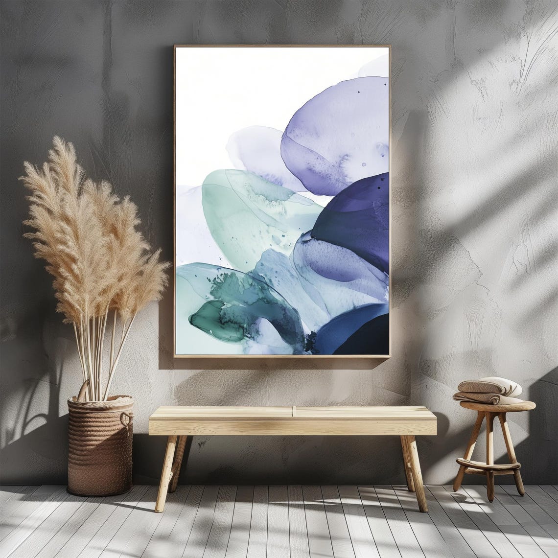 Large Purple Blue and Green Alcohol Ink Abstract Painting Poster