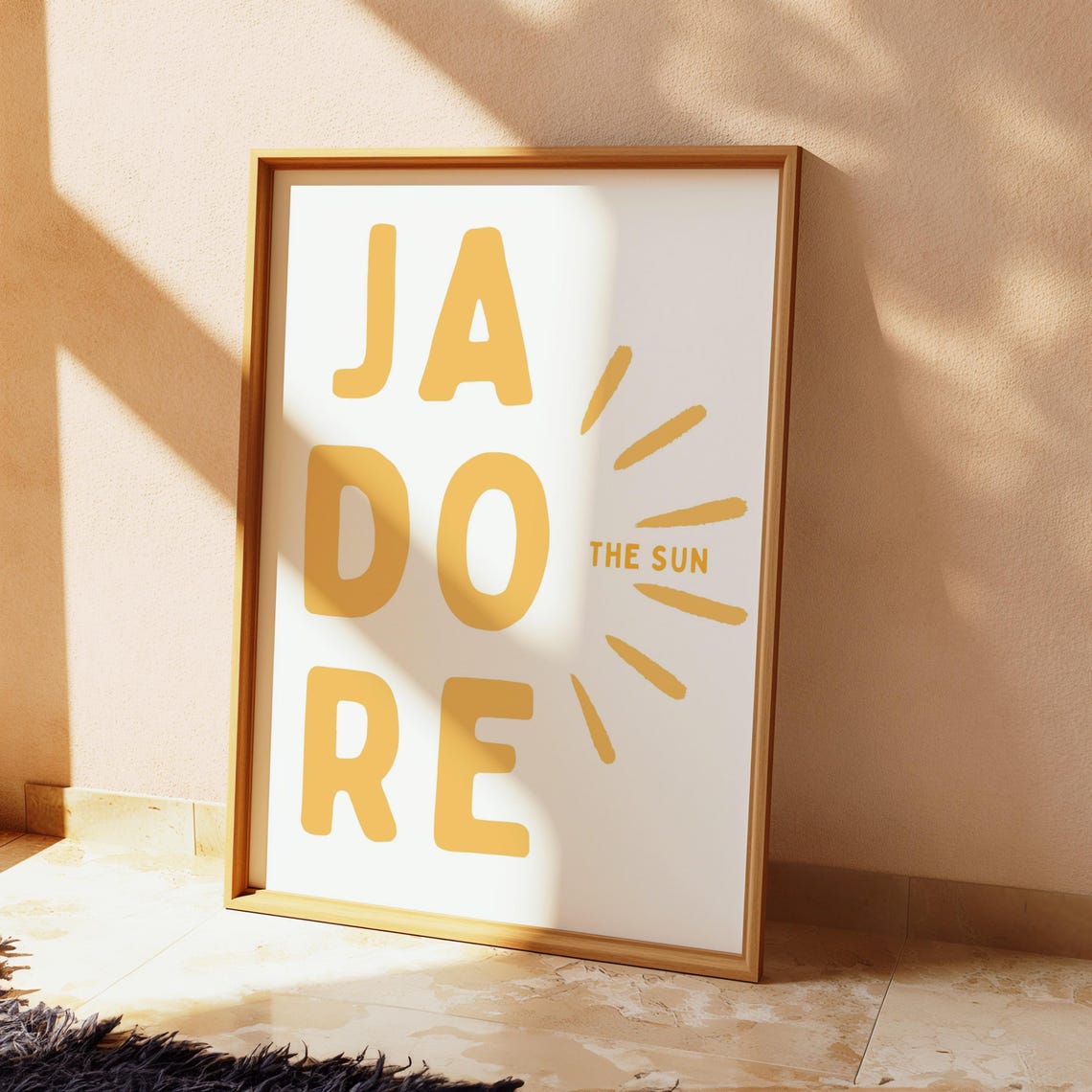 Jadore The Sun Golden Yellow Typography Poster Sun Rays Decor