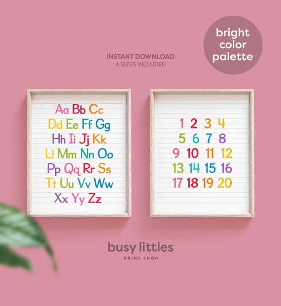Alphabet and Numbers Colorful Classroom Art Print