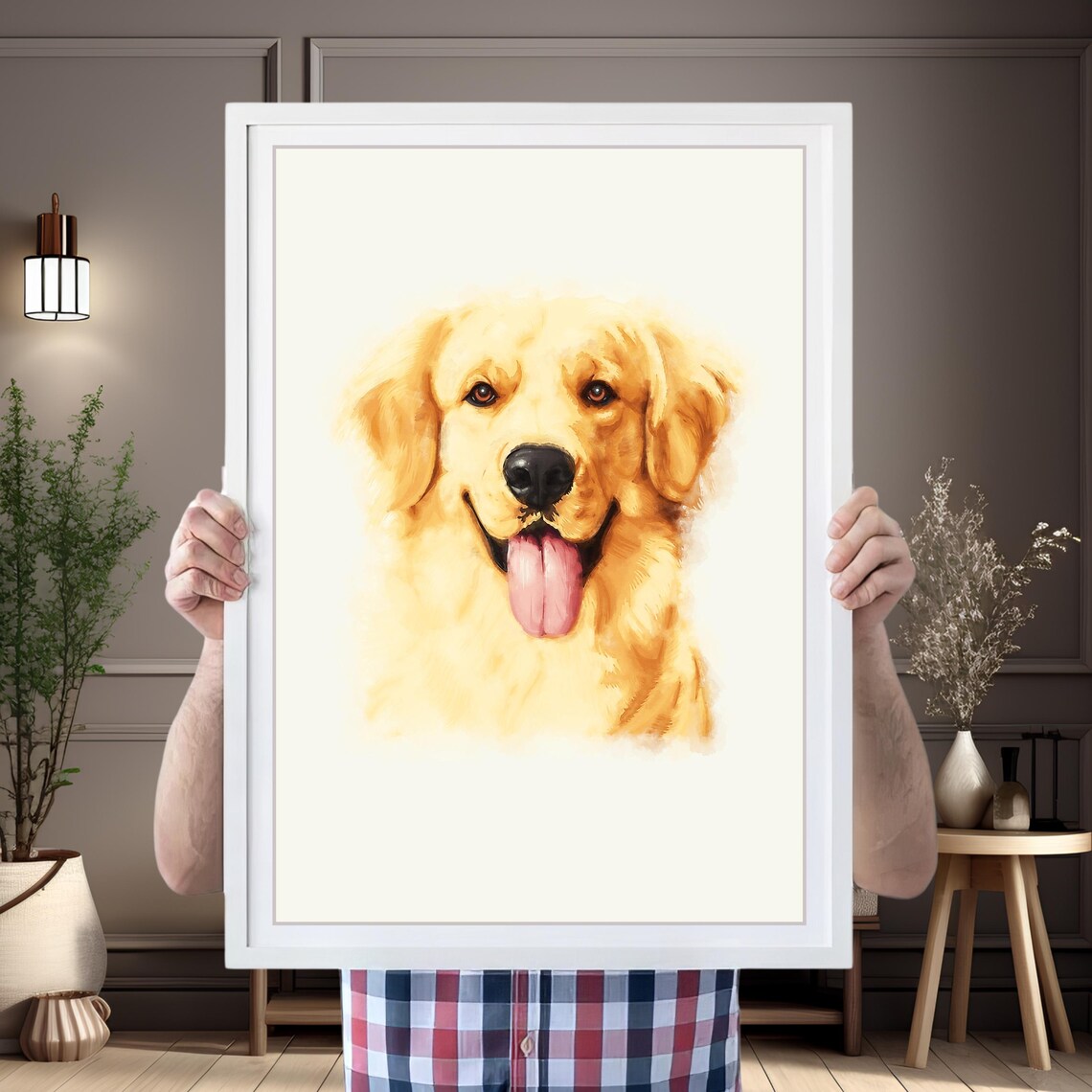 Custom Watercolor Black Dog Portrait From Photo Framed Wall Art - Image 3