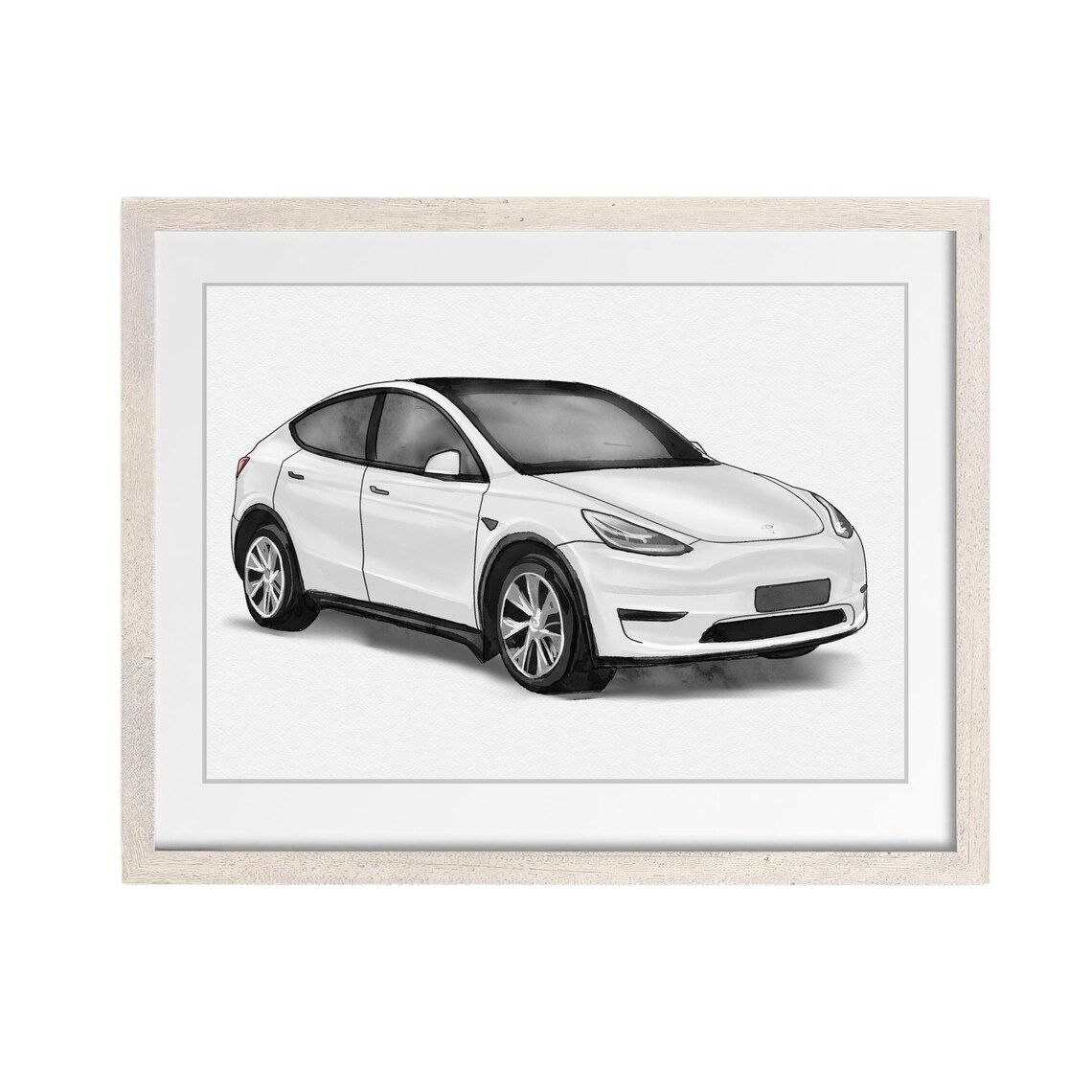 Custom Black Mitsubishi SUV Watercolor Portrait Car Lover Poster - Image 3