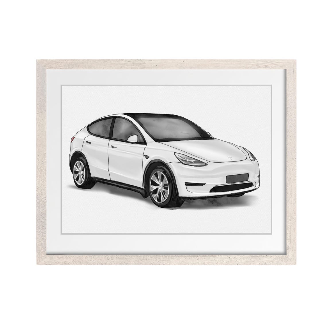 Light Blue Audi A6 Sedan Watercolor Style Custom Car Portrait Poster - Image 3