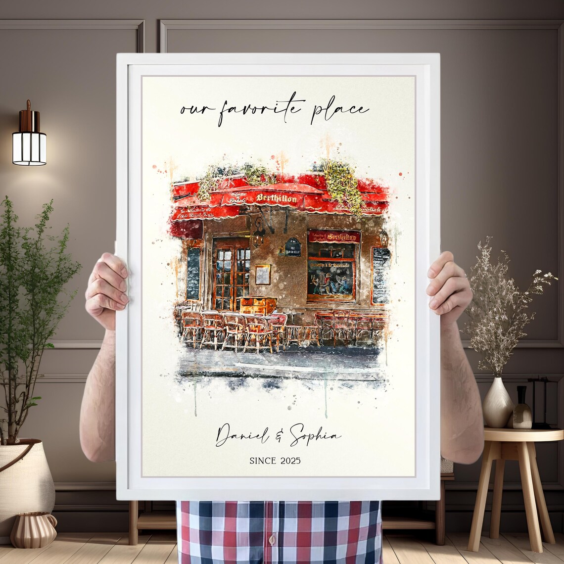 Custom Watercolor Berthillon Paris Cafe Our Favorite Place Poster