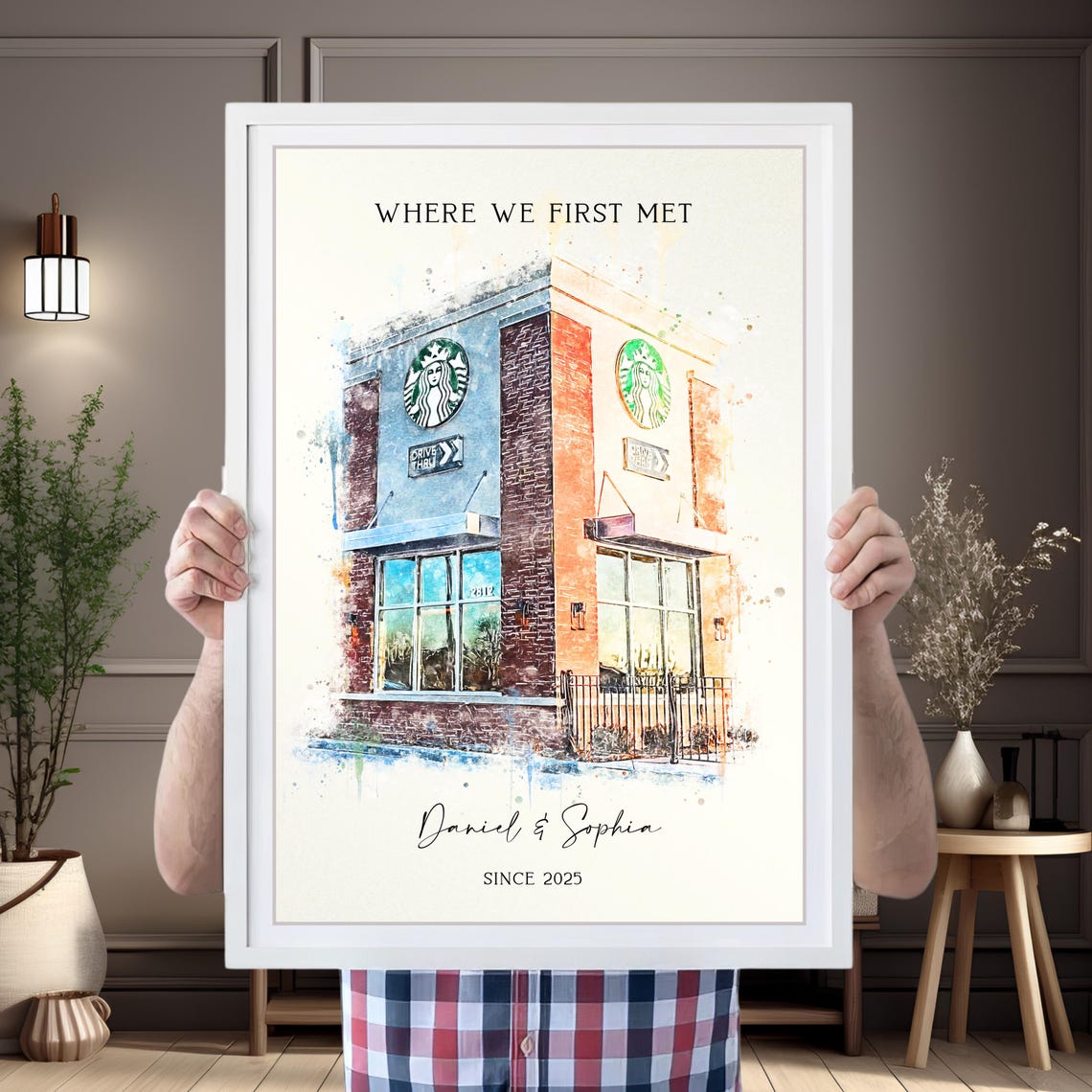 Custom Watercolor Starbucks Store Where We First Met Gift Poster