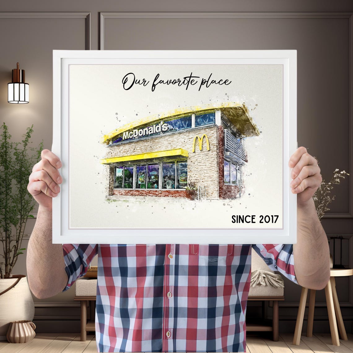 Custom Watercolor McDonald's Our Favorite Place Since 2017 Poster