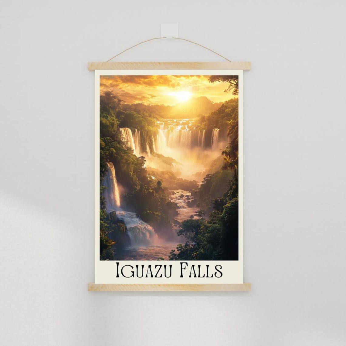 Iguazu Falls Poster with Golden Sunset over the Jungle Waterfall - Image 2