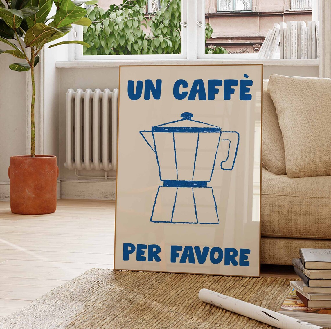 Retro Caffe Moka Pot Coffee Art Print, Italian - Image 4