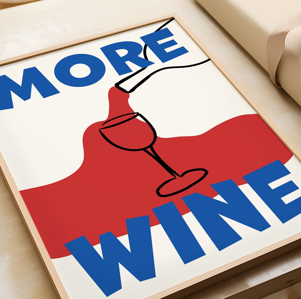 More Wine Retro Print, Mid-Century Kitchen Poster - Image 3