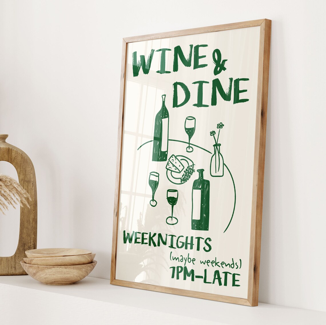 Wine Dine Club Retro Wine Print, Kitchen Wall Art - Image 3