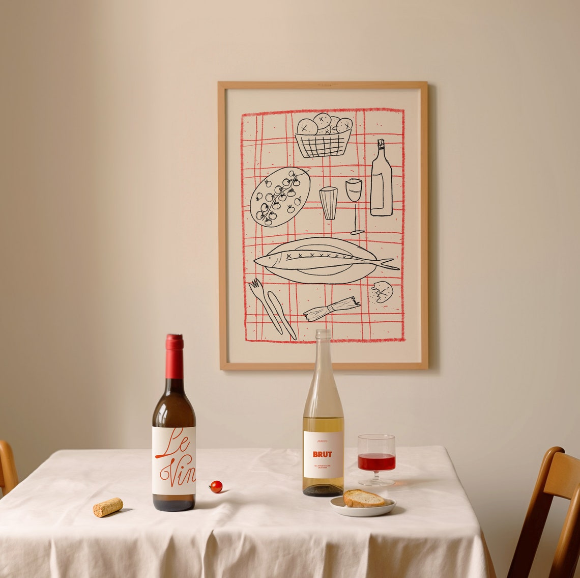 Rustic Hand Drawn Picnic Feast Table Sketch Illustration Poster - Image 2