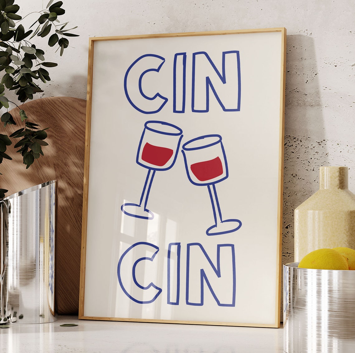 Cin Cin Italian Cheers Wine Glasses Toast Kitchen Bar Poster - Image 3