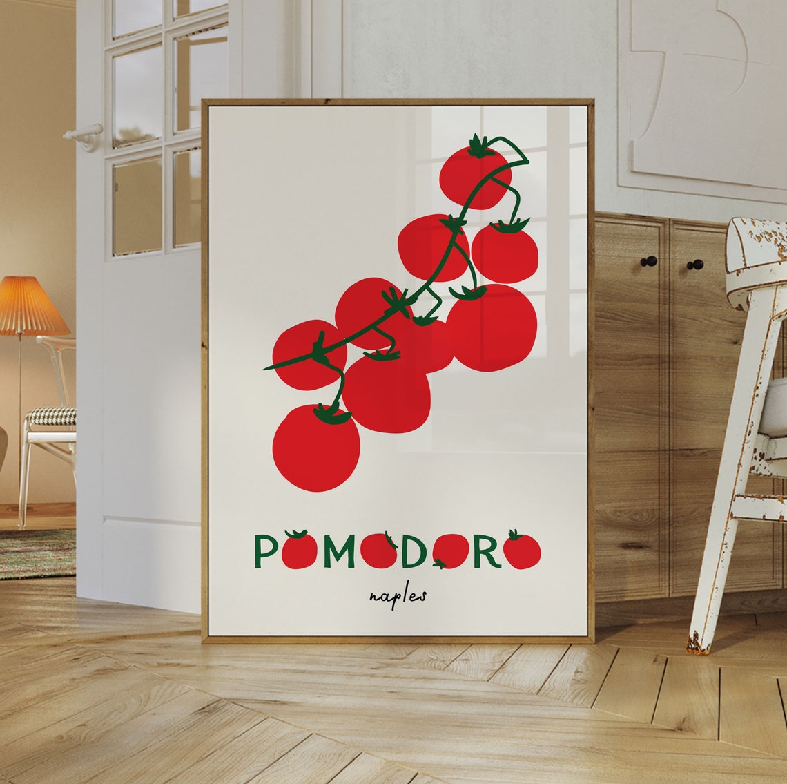 Pomodoro Naples Tomato Vine Retro Illustration Kitchen Art Poster - Image 2