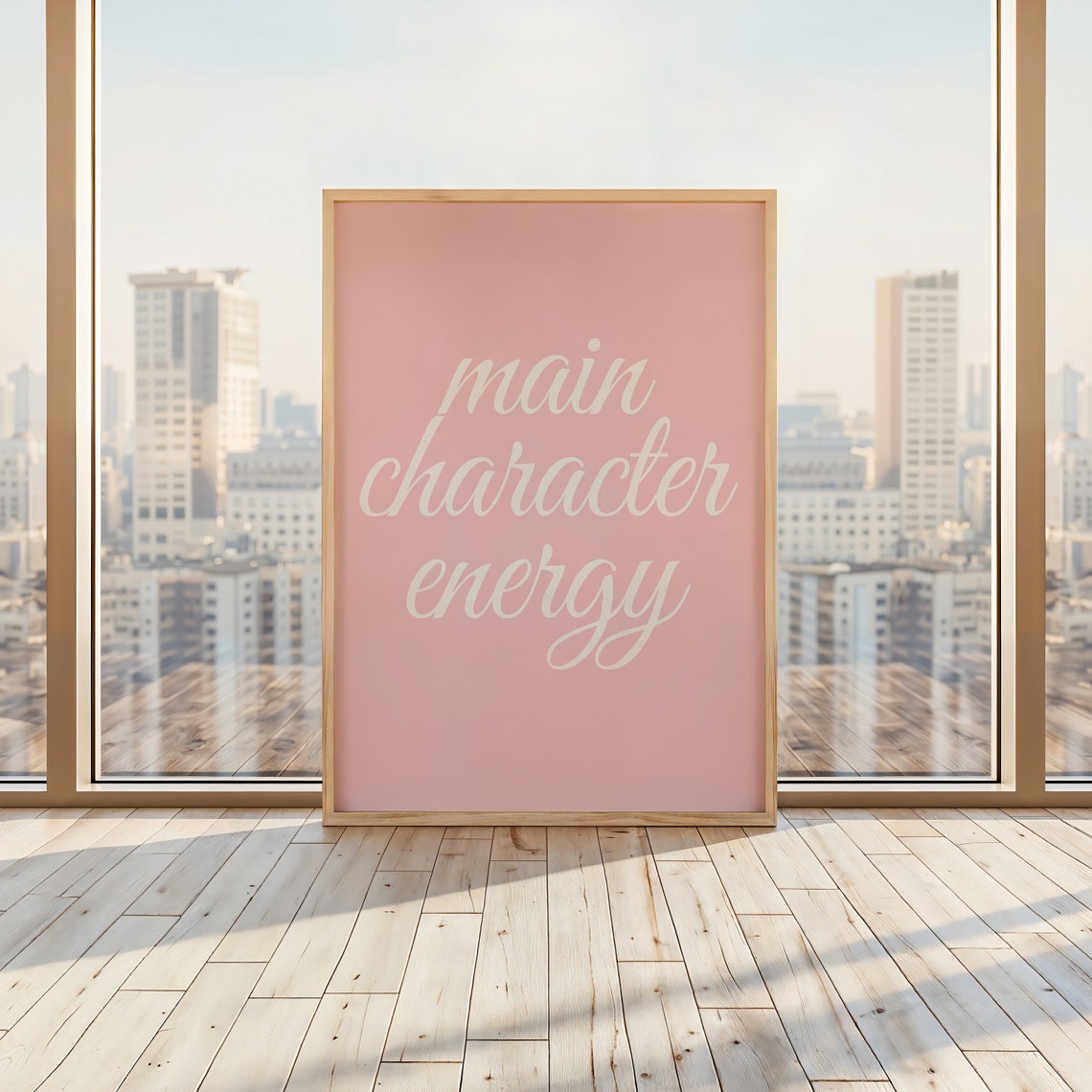 Main Character Energy White Script on Soft Blush Pink Poster - Image 3