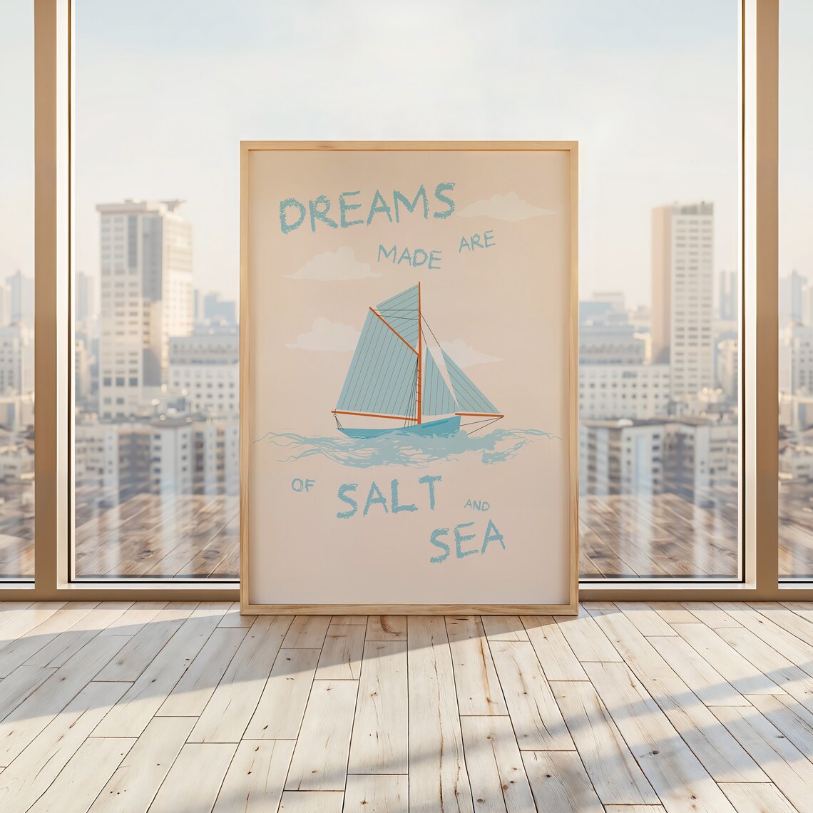 Dreams Are Made Of Salt And Sea Blue Sailboat Coastal Quote Poster - Image 2