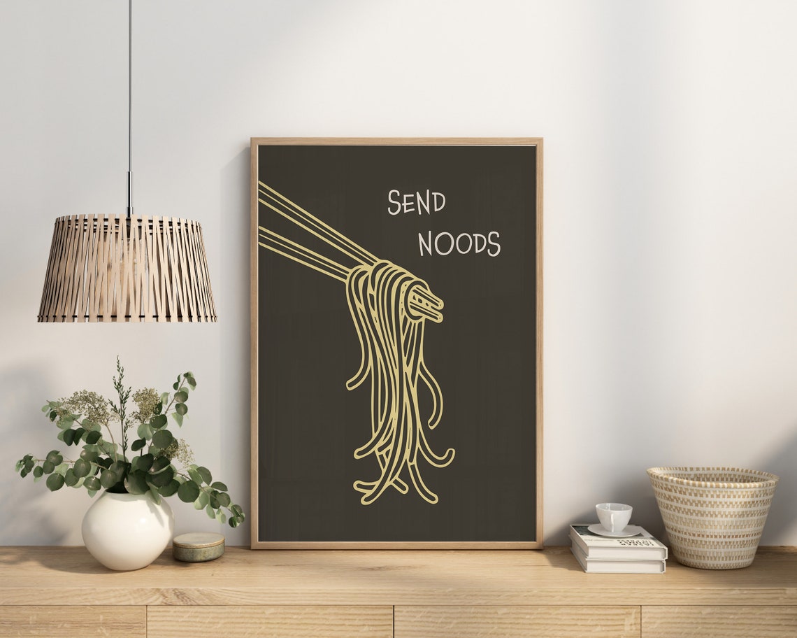 Send Noods Chopsticks Noodles Illustration Black Kitchen Poster - Image 2