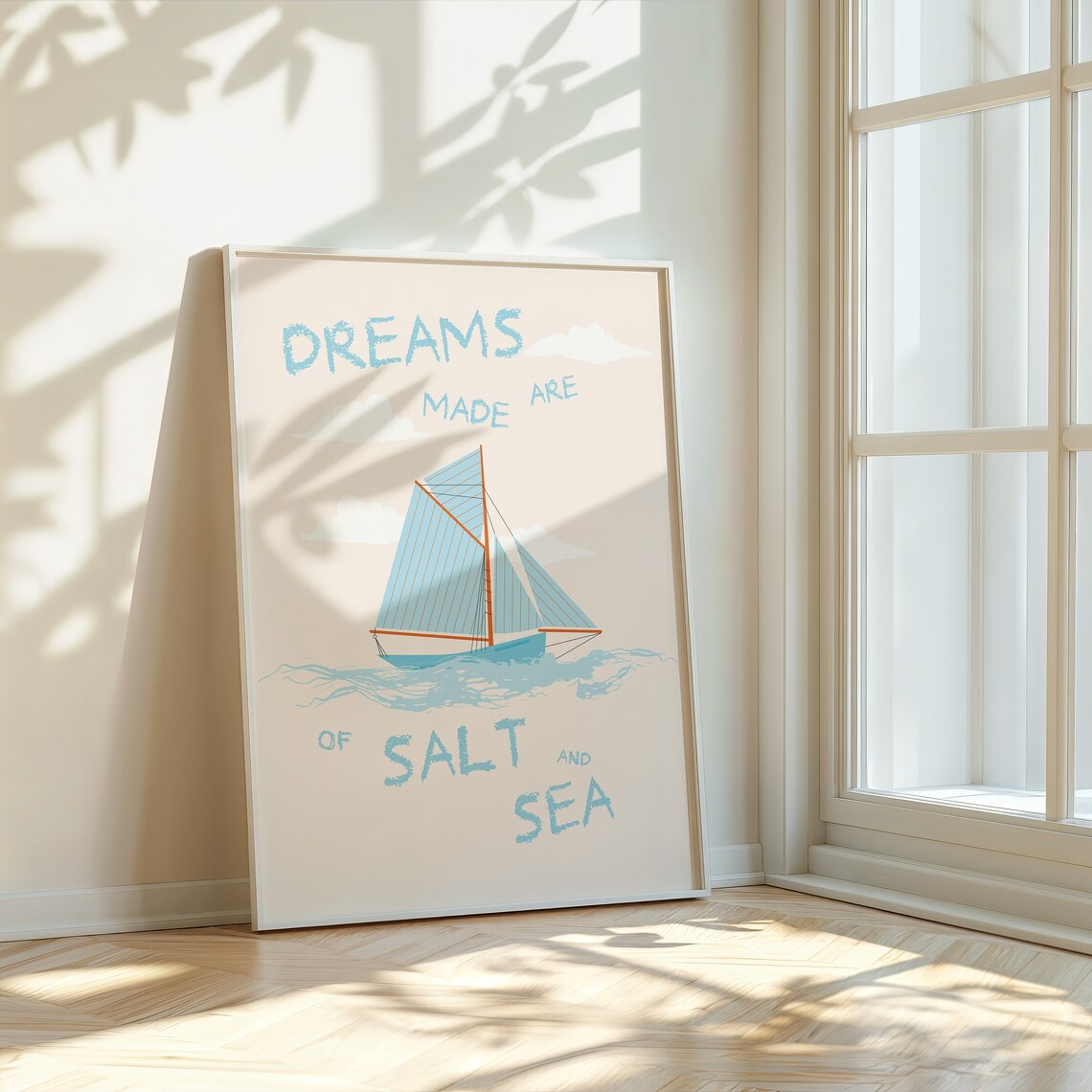 Dreams Are Made Of Salt And Sea Blue Sailboat Coastal Quote Poster - Image 3