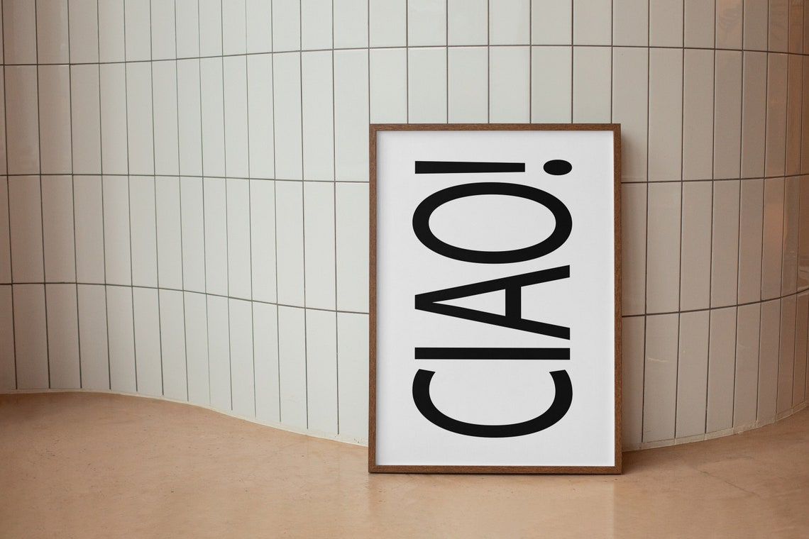 Giant Black Ciao Typography Lettering Minimalist Italian Art Poster - Image 3