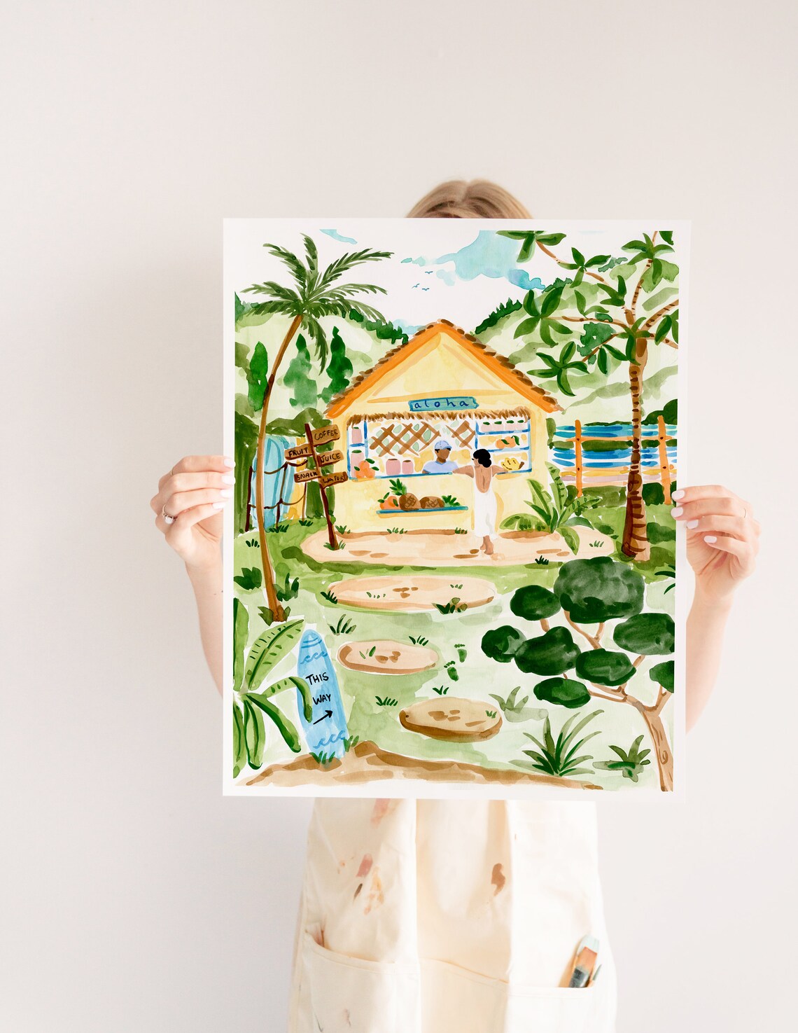 Hawaii Fruit Stand Travel Poster, Tropical Watercolor - Image 2