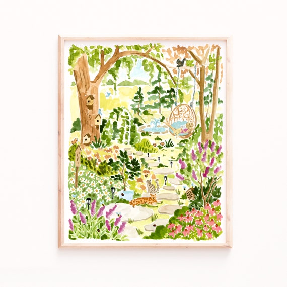 Spring Garden Art Print, Cottagecore Aesthetic