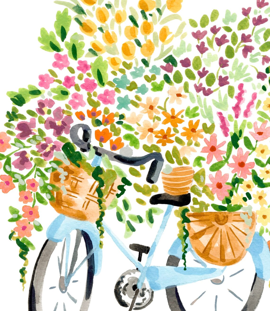Flower Bike Watercolor Print, Girls Room Decor - Image 2