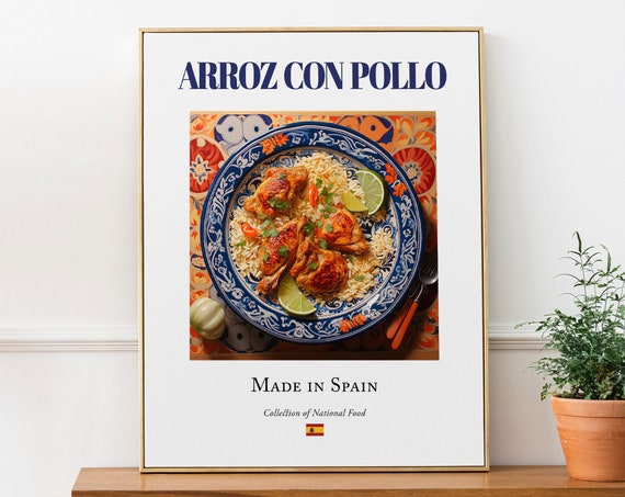 Arroz Con Pollo On Maiolica Tile, Spanish Food Art Print