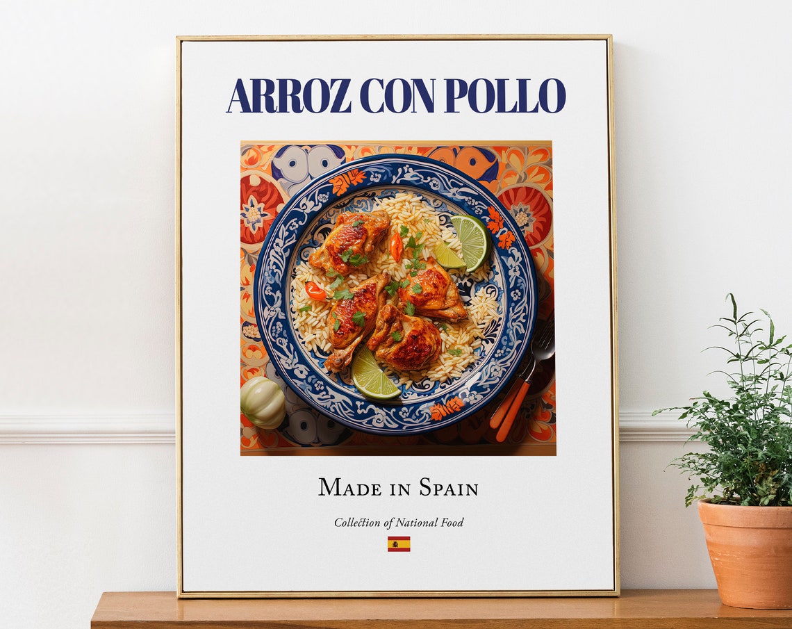 Arroz Con Pollo On Maiolica Tile, Spanish Food Art Print