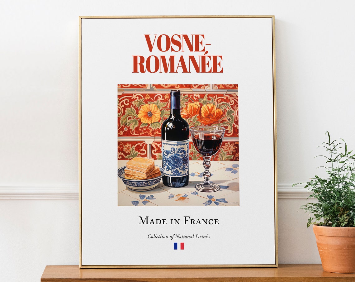 Vosne Romane Wine On Maiolica Tile, Kitchen Bar Art Print