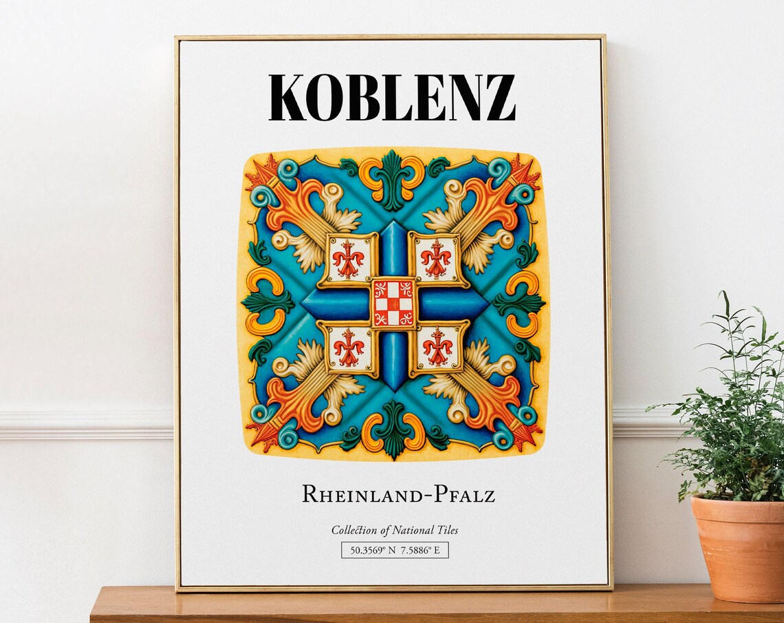 Koblenz Rheinlandpfalz Germany Tile Pattern Travel Poster