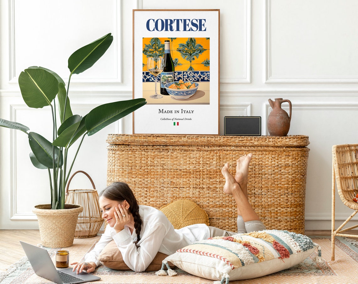 Cortese Wine on Maiolica Tile, Italian Poster - Image 2