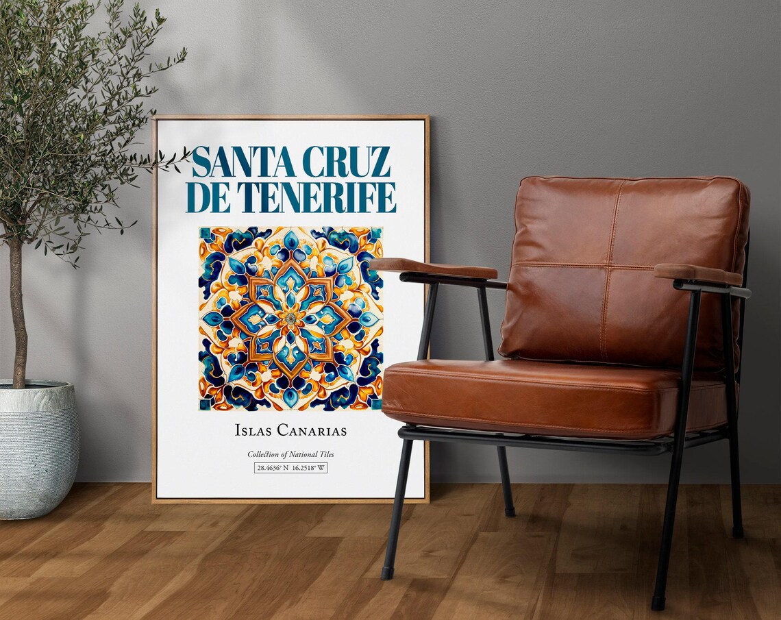 Santa Cruz De Tenerife Spain Folk Tile Art Print