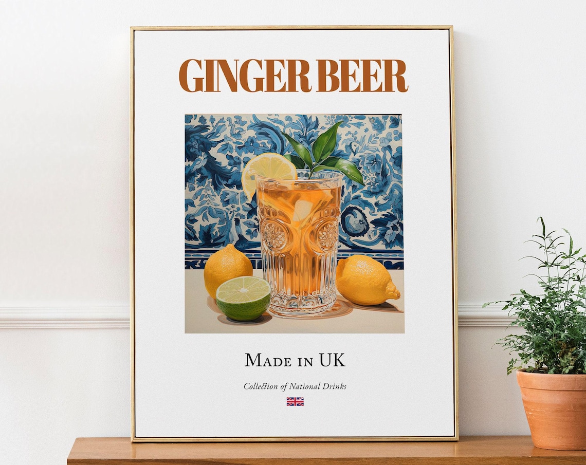 Ginger Beer On Maiolica Tile, Traditional English Beverage Art Print