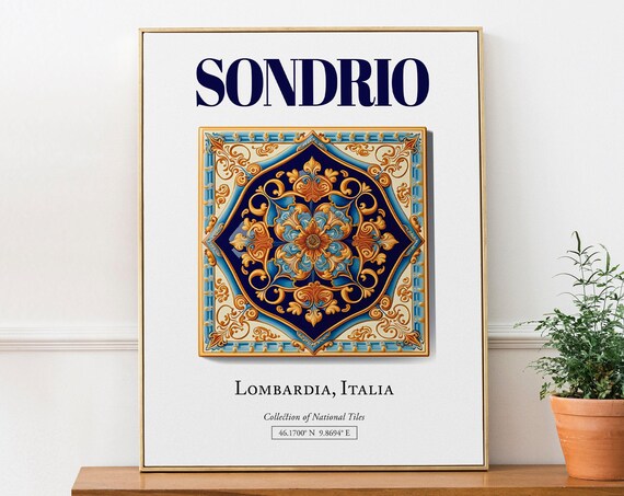 Sondrio Lombardia Italy Folk Maiolica Tile Art Print