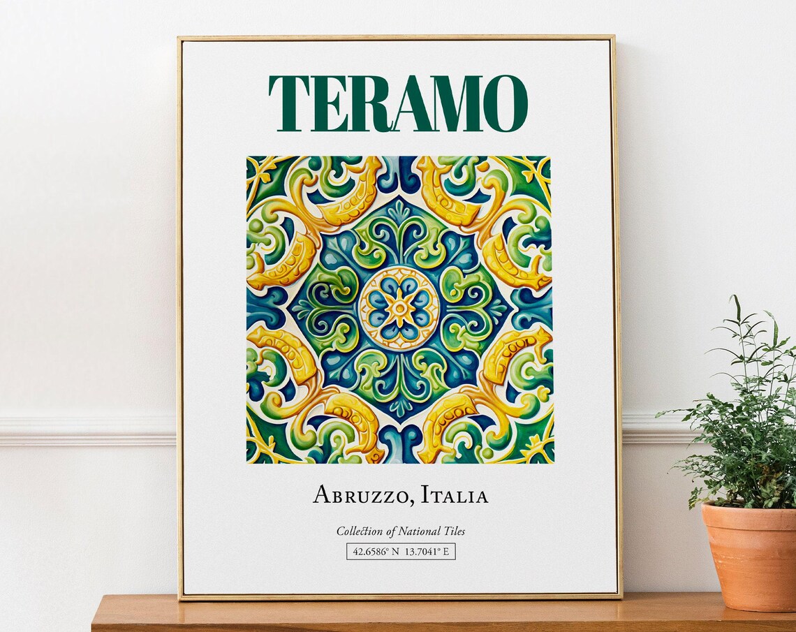 Teramo Abruzzo Italy Maiolica Tile Travel Poster