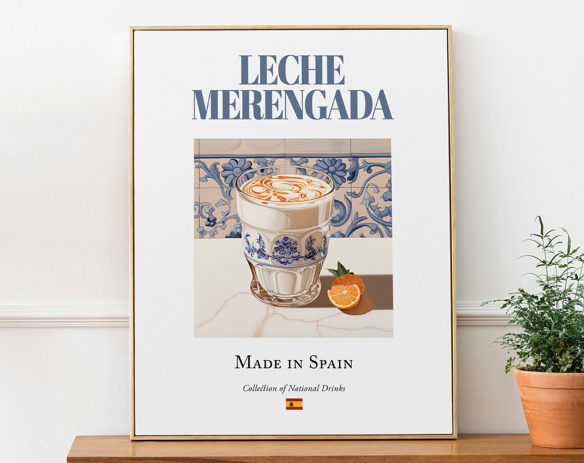 Leche Merengada On Maiolica Tile, Spanish Beverage Poster