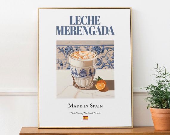 Leche Merengada On Maiolica Tile, Spanish Beverage Poster