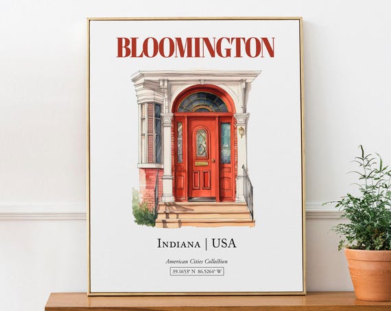 Bloomington Indiana USA Minimalist Watercolor Travel Poster