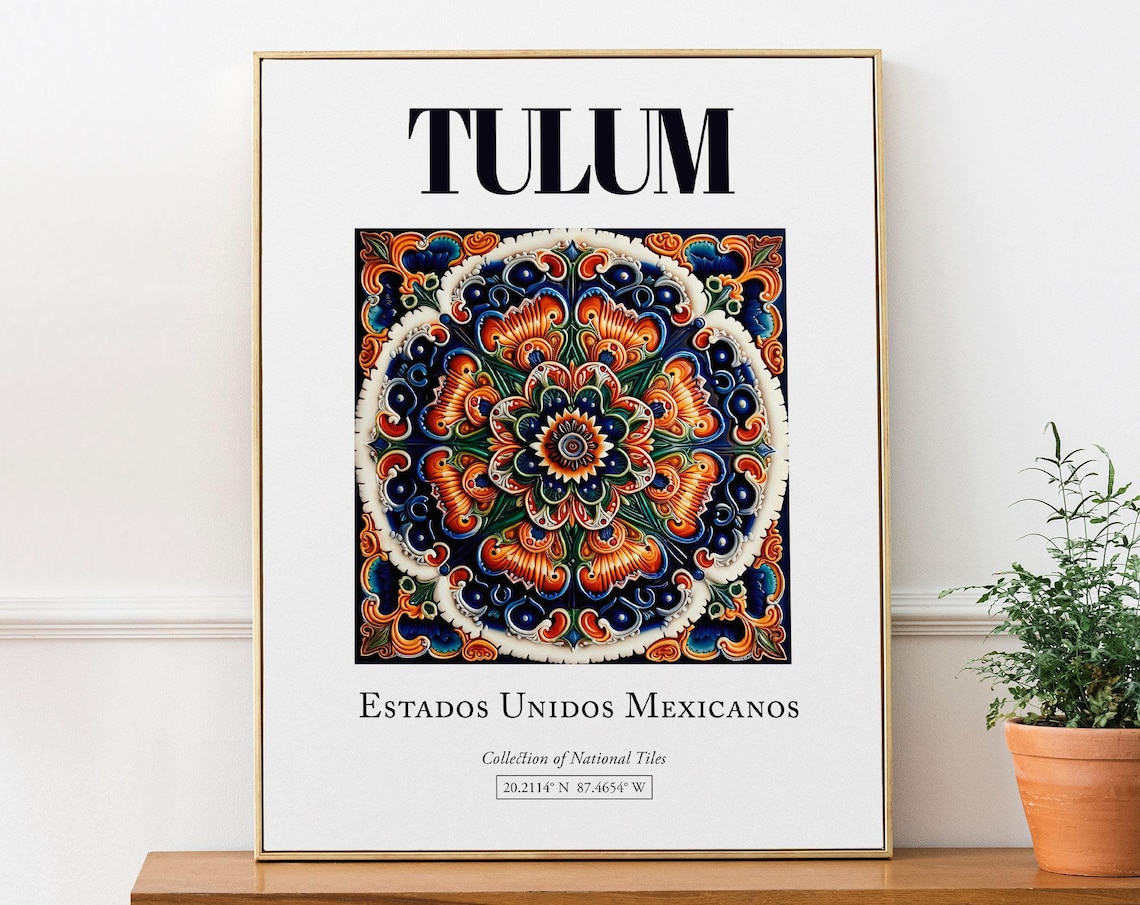 Tulum Mexico Folk Traditional Tile Art Print