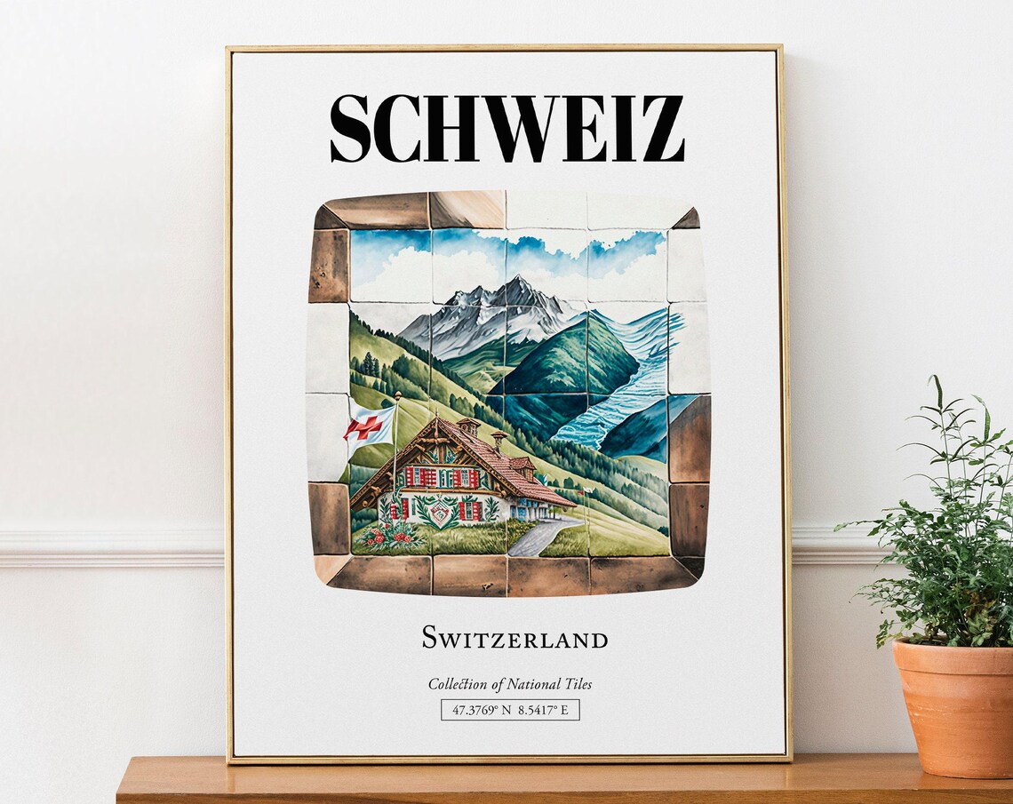 Switzerland Traditional Tile Pattern Art Print