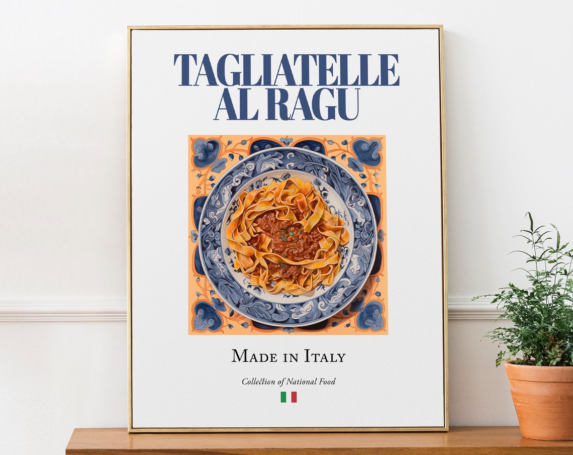 Tagliatelle Al Ragu, Traditional Italian Food Poster