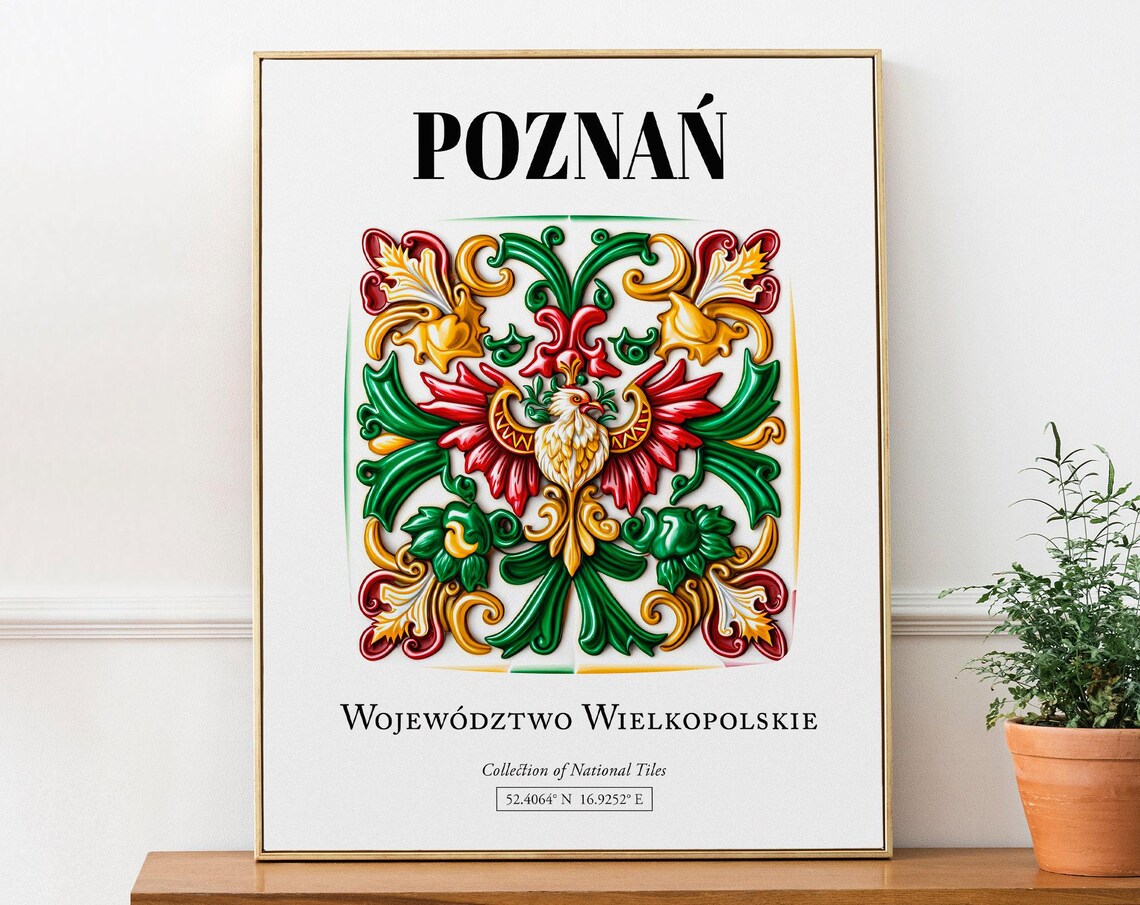 Pozna Traditional Tile Pattern Art Print, Wielkopolskie