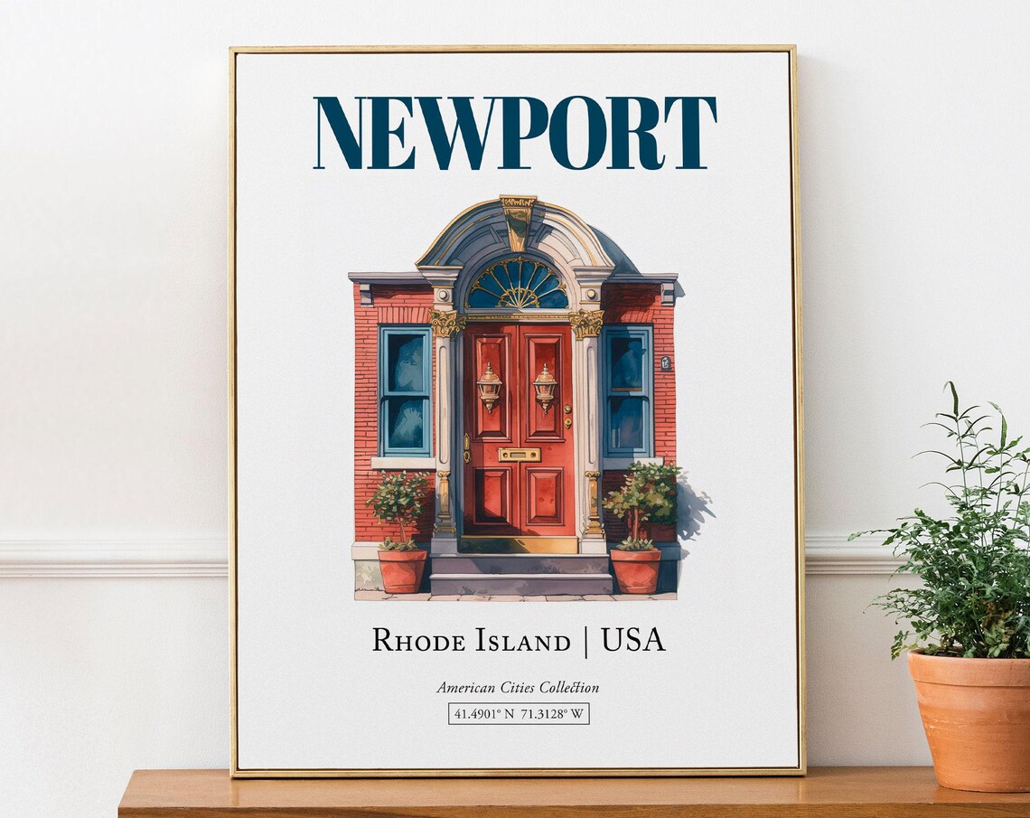 Newport Rhode Island Minimalist Watercolor Travel Poster