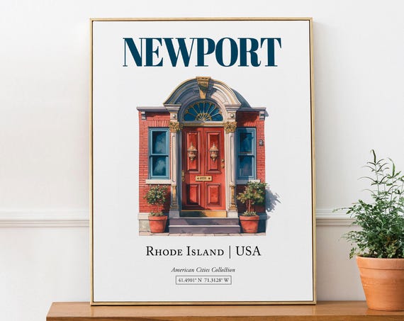 Newport Rhode Island Minimalist Watercolor Travel Poster