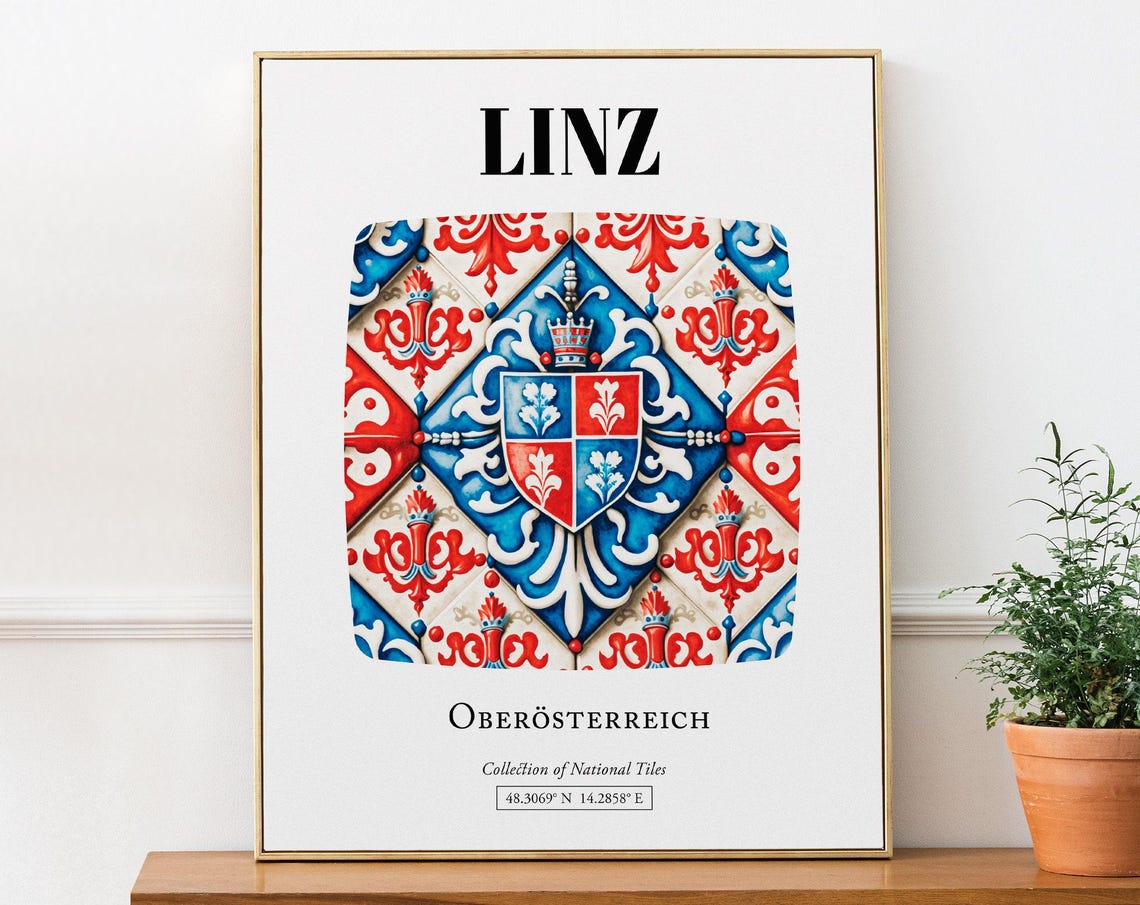 Linz Austria Oberosterreich Traditional Patterned Tile Crest Poster