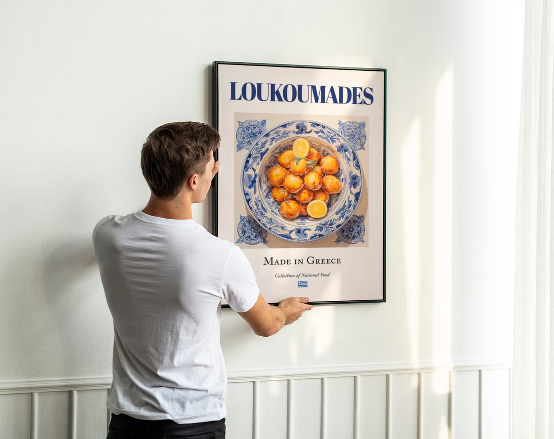 Loukoumades On Maiolica Tile Plate, Greek Food Art Print - Image 2