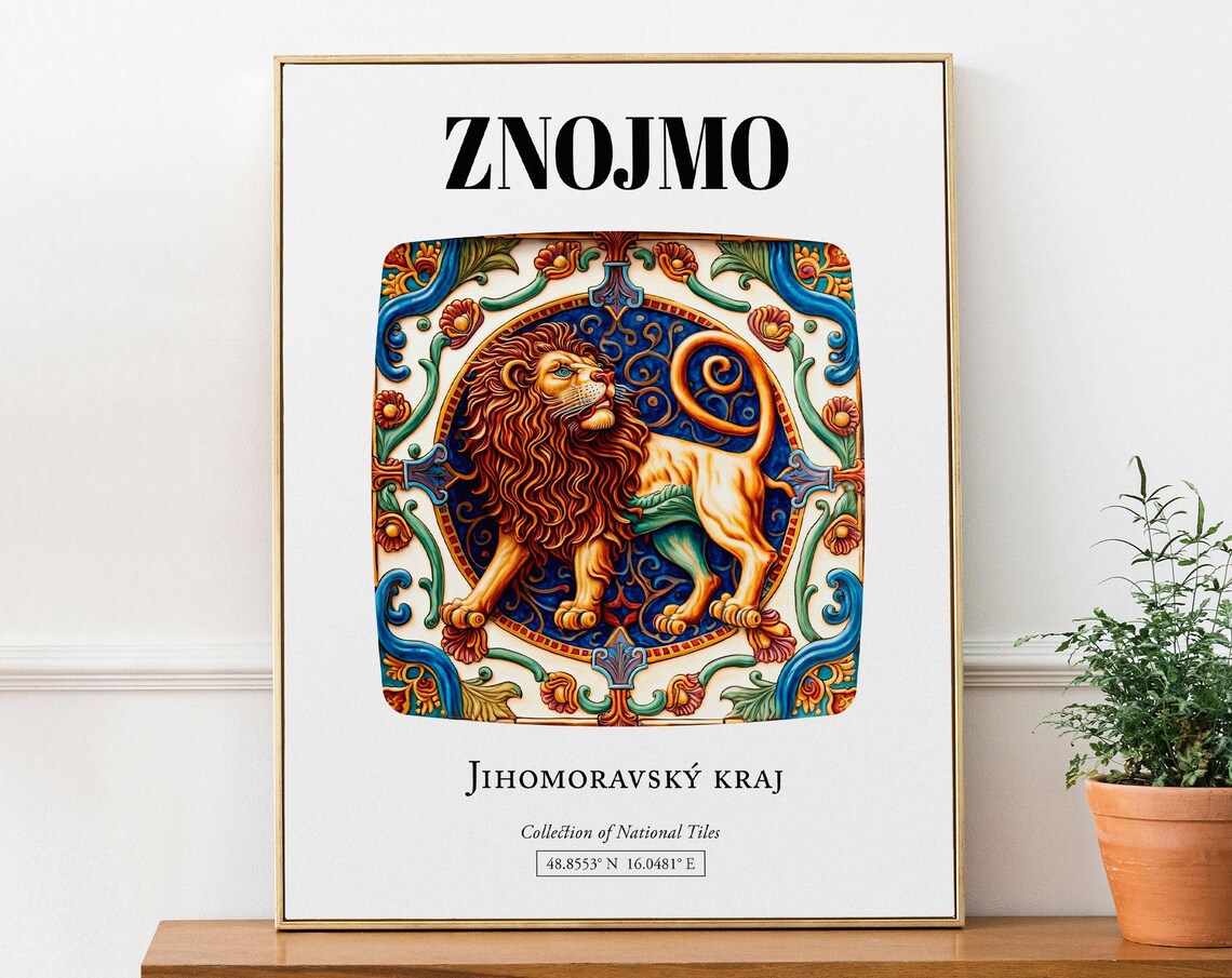 Znojmo Czech Republic Heraldic Tile Lion Art Print
