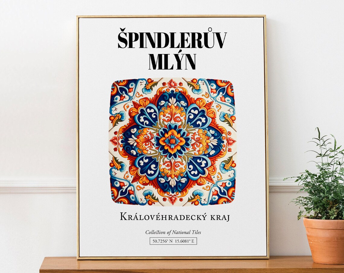 Pindlerv Mlýn, Czech Republic Tile Pattern Art Print