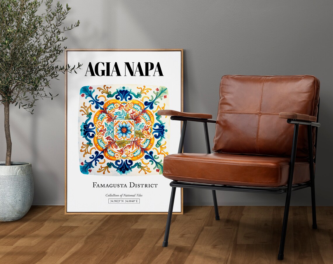 Agia Napa Tile Pattern, Cyprus Island Art Print - Image 4