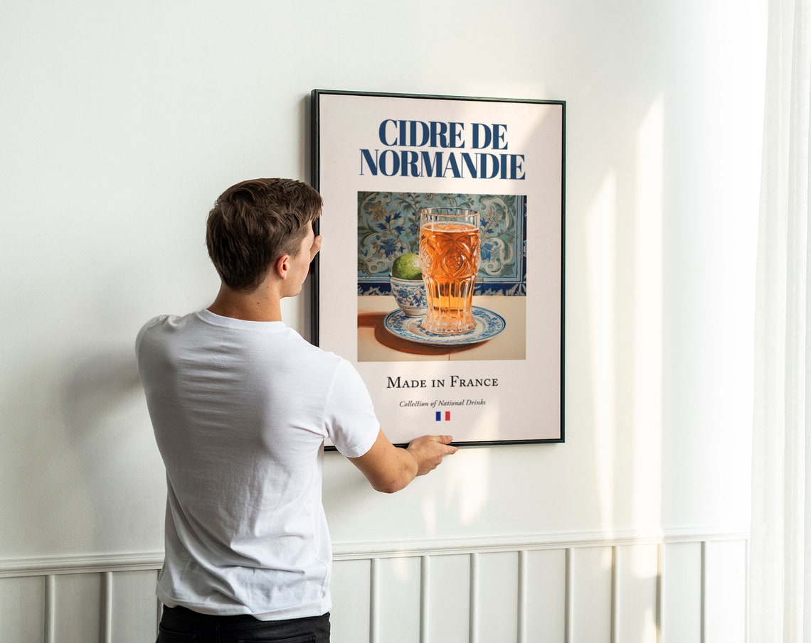 Cidre De Normandie on Maiolica Tile, French Beverage Art Print - Image 3