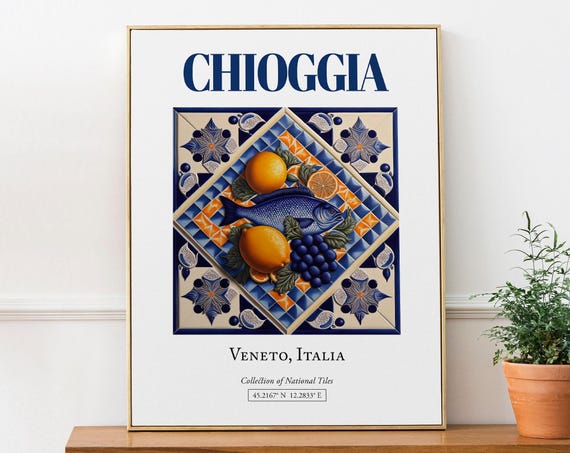 Chioggia Veneto Italy Folk Maiolica Tile Travel Poster