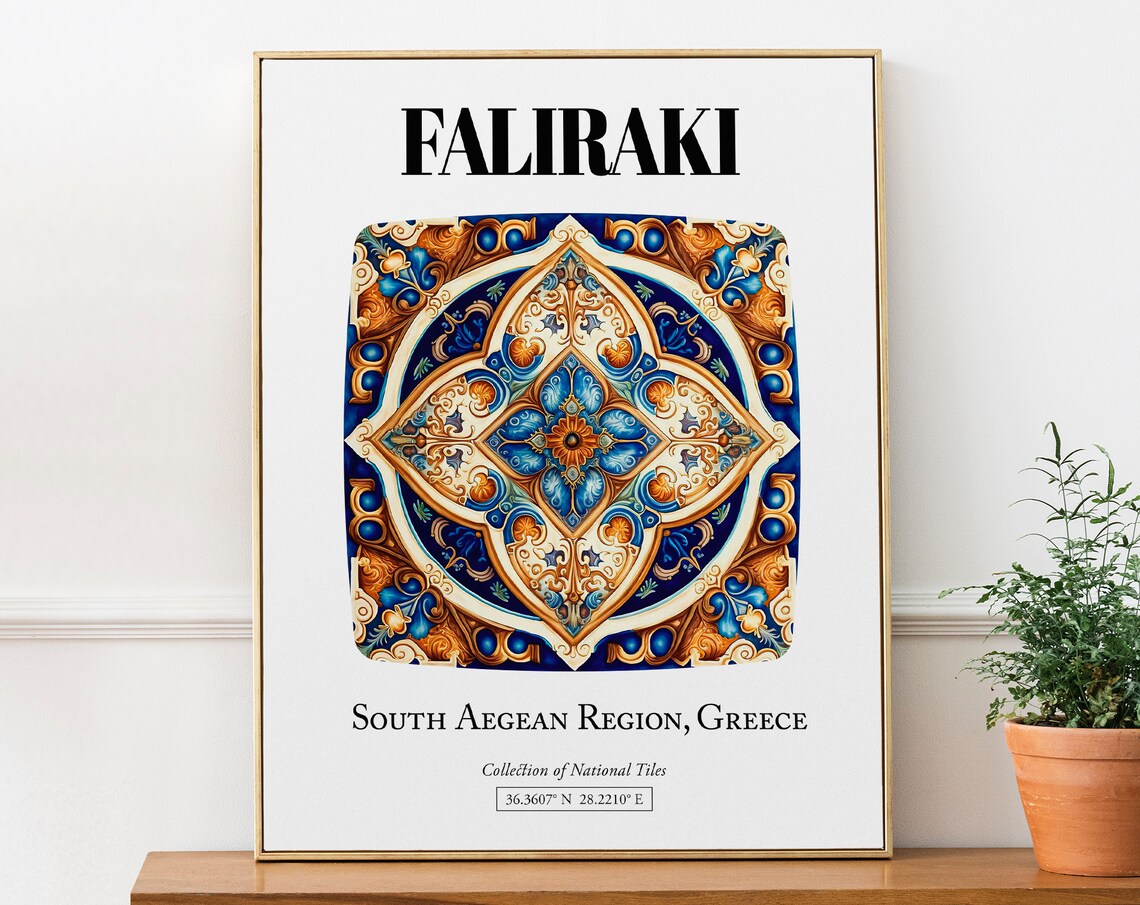 Faliraki Vibrant Tile Pattern Greek Island Life Art Print